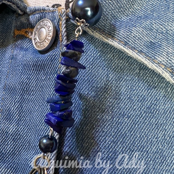 FRINGE MULTI PENDANT NECKLACE LAPIS - Picture 3 of 5